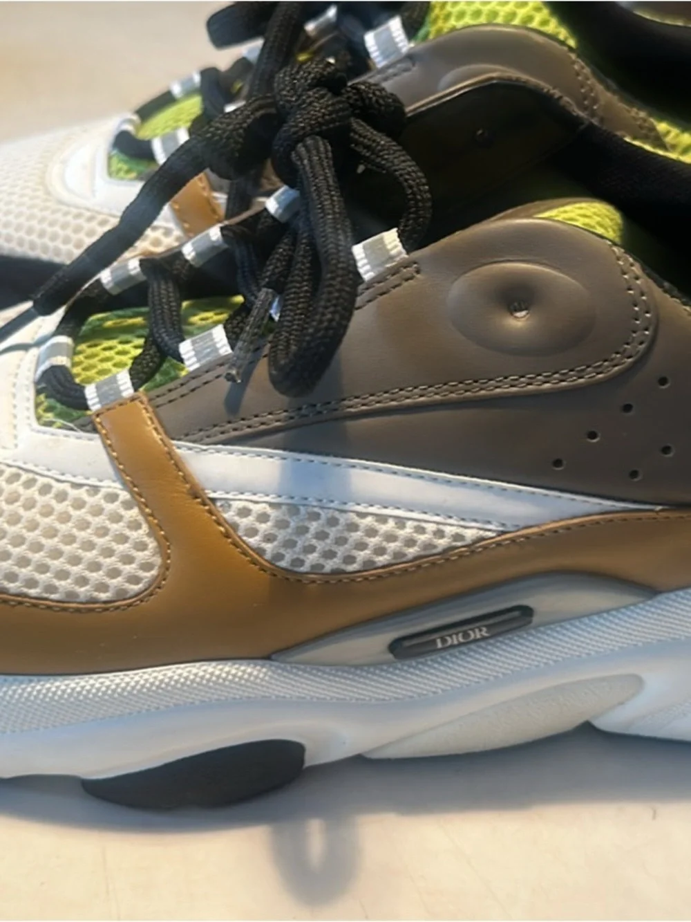 Dior Multi-Color Mesh & Leather Sneakers — White, Black, Green, Brown - Picture 2 of 2